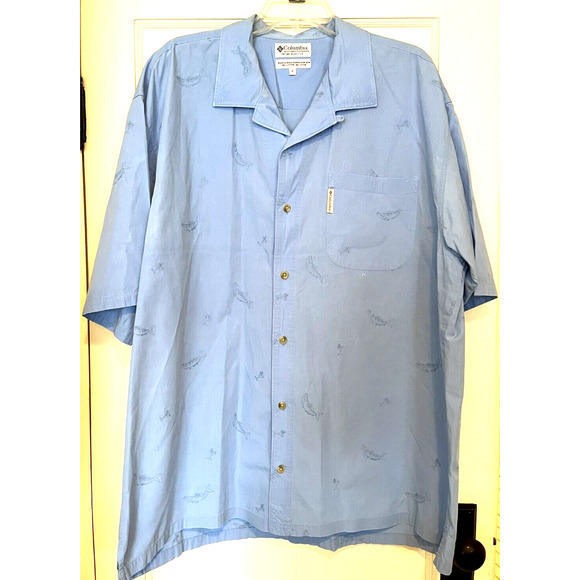 Columbia Men's XL Light Blue Shirt Button Up‎ Fish & Martinis - Picture 1 of 9